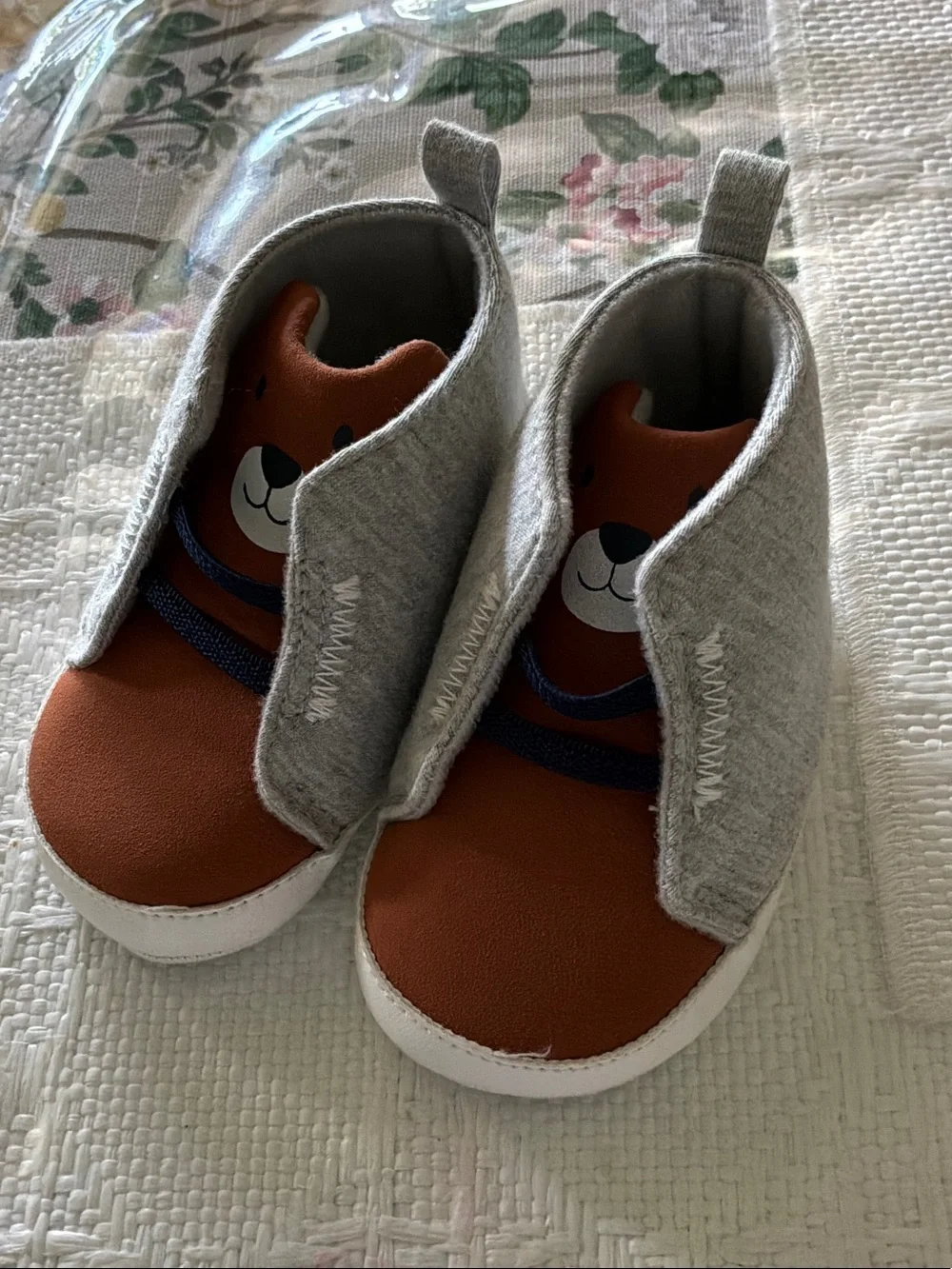 Kids Grey & Brown Bear Slip-On Shoes